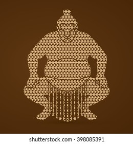 Sumo silhouette, designed using geometric pattern graphic vector.