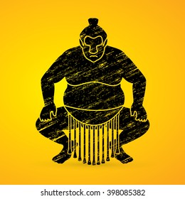 Sumo silhouette, designed using grunge brush graphic vector.