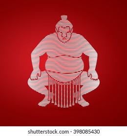 Sumo silhouette, designed using line wave graphic vector.
