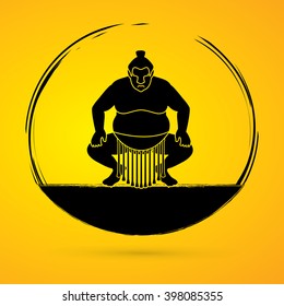 Sumo silhouette, graphic vector.