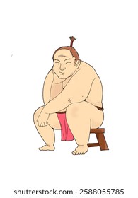Sumo was sitting relaxed on his small bench