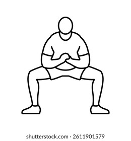 sumo squats fitness exercise leg line icon vector. sumo squats fitness exercise leg sign. isolated contour symbol black illustration