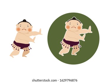 Sumo is traditional Japanese national sport.
vector illustration of Sumo wrestler..
Character Design.