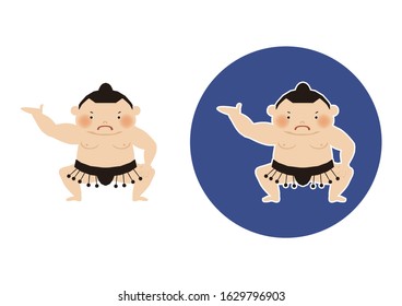 Sumo is traditional Japanese national sport.
vector illustration of Sumo wrestler..
Character Design.