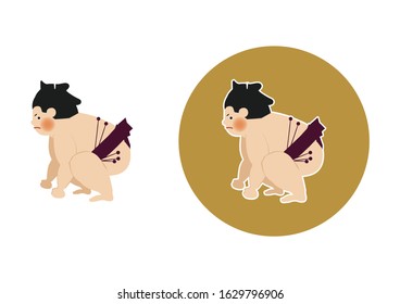 Sumo is traditional Japanese national sport.
vector illustration of Sumo wrestler..
Character Design.