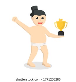 Sumo With Trophy design character on white background