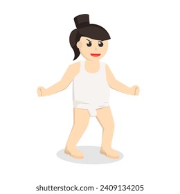 sumo woman taunt design character on white background