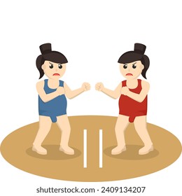 Sumo woman Wrestler design character on white background