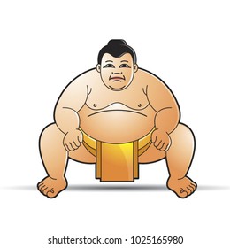 sumo wrestler in action vector cartoon`