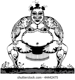 sumo wrestler black and white