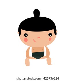 Sumo Wrestler Boy. Asian Kids.