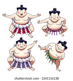 Sumo wrestler character vector Illustration on a white background.