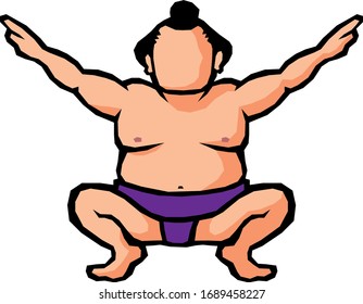 Sumo wrestler doing pre-fight actions