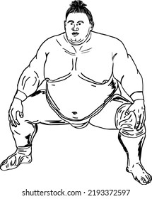 Sumo wrestler doodle cartoon drawings, Sumo wrestler in funny pose sketch drawing, Sumo wrestler vector illustration, Sumo clip art
