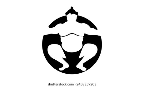 sumo wrestler emblem, black isolated silhouette