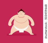 Sumo wrestler flat character. Vector image