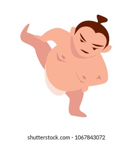 Sumo wrestler flat character. Vector image