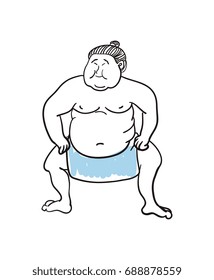 Sumo wrestler hand drawn icon isolated on white background vector illustration. Japan ethnic culture element.
