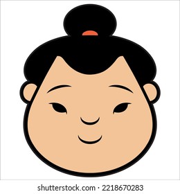 Sumo wrestler head illustration on white background 2