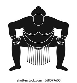 Sumo wrestler icon in black style isolated on white background. Japan symbol stock vector illustration.