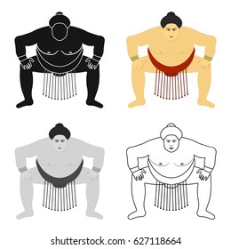 Sumo wrestler icon in cartoon style isolated on white background. Japan symbol stock vector illustration.