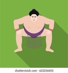 Sumo wrestler icon in flat style isolated on white background. Japan symbol stock vector illustration.