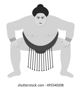 Sumo wrestler icon in monochrome style isolated on white background. Japan symbol stock vector illustration.