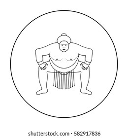 Sumo wrestler icon in outline style isolated on white background. Japan symbol stock vector illustration.