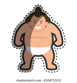 Sumo wrestler japanese culture isolated icon