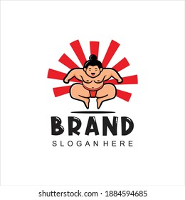 Sumo wrestler 
jump Logo sign. Fat, overweight man. Traditional sport of Japan. Branding Identity Corporate vector logo design Flat Style 