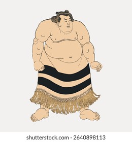 The Sumo Wrestler, Koyanagi Tsunekichi, illustration by Utagawa Kunisada, isolated vector element.