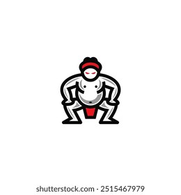 Diseño de logo de luchador de sumo, Ilustración vectorial.