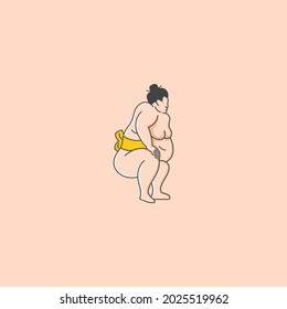 Sumo wrestler Logo. Fat, overweight man. Japanese Traditional sport logo design inspiration