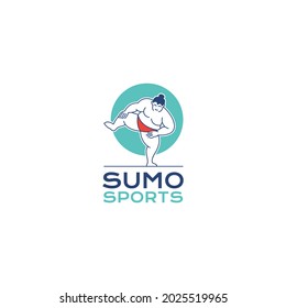Sumo wrestler Logo. Fat, overweight man. Japanese Traditional sport logo design inspiration