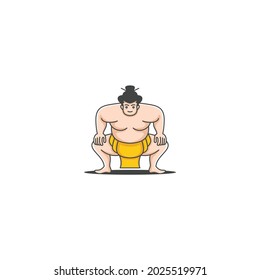 Sumo wrestler Logo. Fat, overweight man. Japanese Traditional sport logo design inspiration