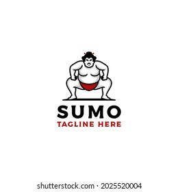 Sumo wrestler Logo. Fat, overweight man. Japanese Traditional sport logo design inspiration