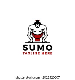 Sumo Wrestler Logo. Fett, übergewichtig Mann. Design-Inspiration für traditionelles japanisches Sportlogo