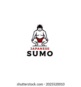 Sumo wrestler Logo. Fat, overweight man. Japanese Traditional sport logo design inspiration