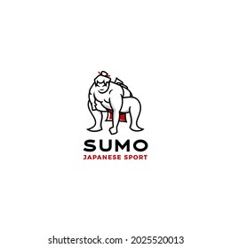 Sumo wrestler Logo. Fat, overweight man. Japanese Traditional sport logo design inspiration