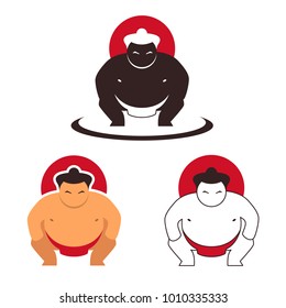 Sumo wrestler Logo Japan culture abstract design vector template Negative space. Traditional Symbol for Japanese cuisine sushi roll Logotype concept icon