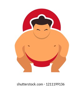 Sumo wrestler Logo Japan culture abstract design vector template Negative space. Traditional Symbol for Japanese cuisine sushi roll Logotype concept icon