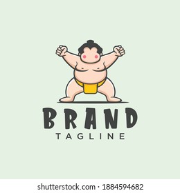 Sumo wrestler Logo sign. Fat, overweight man. Traditional sport of Japan. Branding Identity Corporate vector logo design Flat Style 