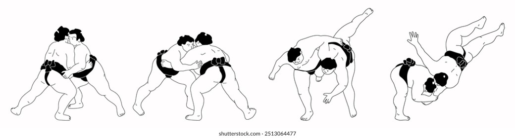 Un luchador de sumo con un estilo artístico mínimo. Deporte tradicional japonés.