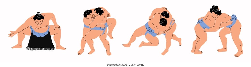 A sumo wrestler in minimal art style. Traditional japanese sport.