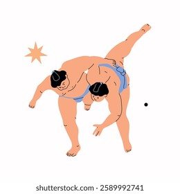 A sumo wrestler in minimal art style. Traditional japanese sport.