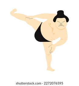 Sumo wrestler on a white background. Flat illustration of a sumo wrestler.