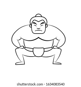 Sumo wrestler outline icon. Clipart image isolated on white background