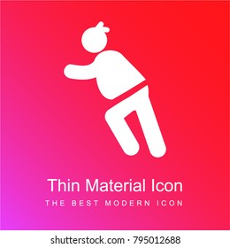 Sumo wrestler ready to fight red and pink gradient material white icon minimal design
