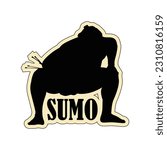 Sumo wrestler silhouette vector illustration.