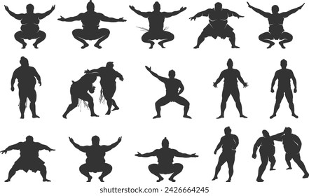 Sumo wrestler silhouette, Sumo wrestling silhouettes Sumo silhouette, Sumo athlete silhouettes